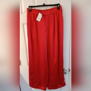 A New Day Red Satin Wide‑Leg Trousers – Size 10 – NWT